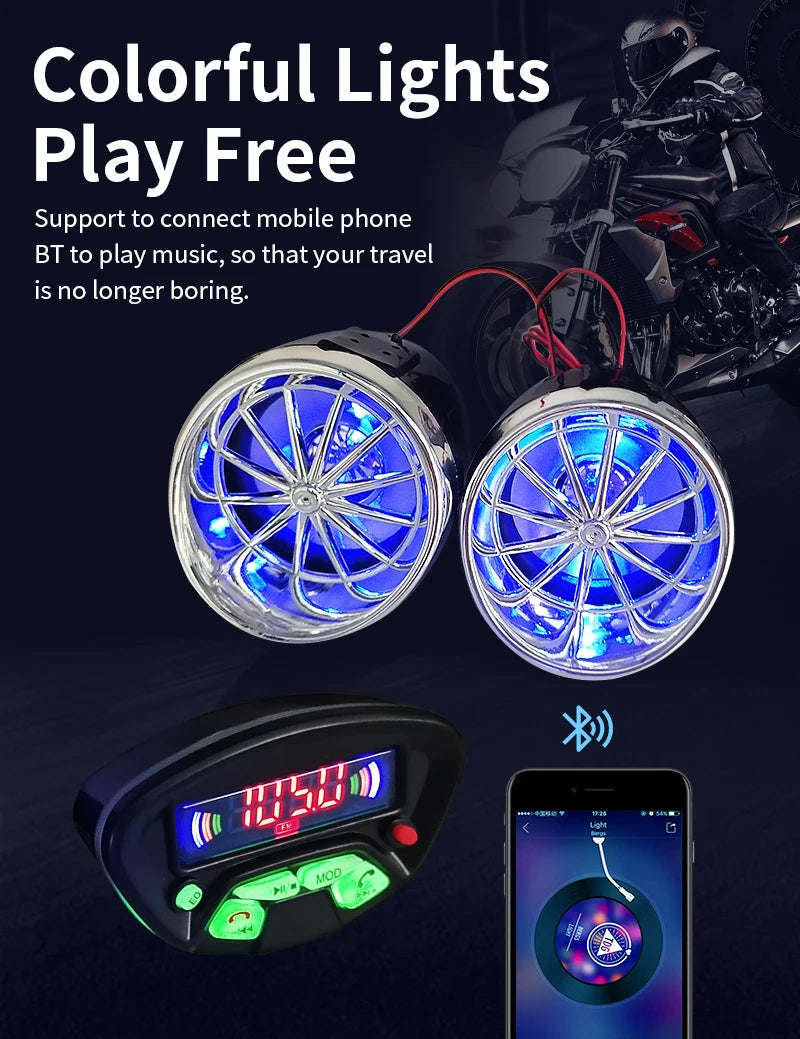 Motorcycle Audio With Hands-free Call Speaker Anti-theft Motorbike Waterproof FM Mp3