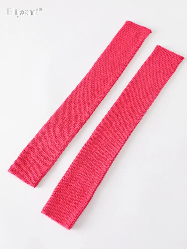 Autumn Winter 40 50 60CM Women's Wool Arm Warmers Knitted Woolen Arm Sleeve Solid Fine Long Knitted Fingerless Gloves Wholesale