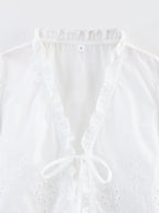 Embroidered Blouse Top Boho Chic Hawaiian Summer Vintage Ruffle Crop Shirts Female Elegant Women's Shirt Tops Woman 2025