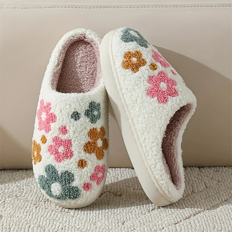 [Women's Flower Slippers] Women's Flower Slippers Winter Home Warm Slippers Home Couple Slippers