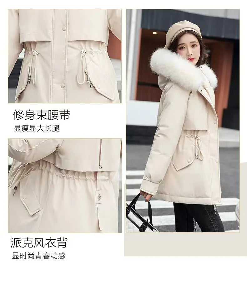 Winter Coat 2025 New Women's Thick Cotton Jacket Women's Medium long Korean version Fur collar Coat Female Warm Parka Overcoat