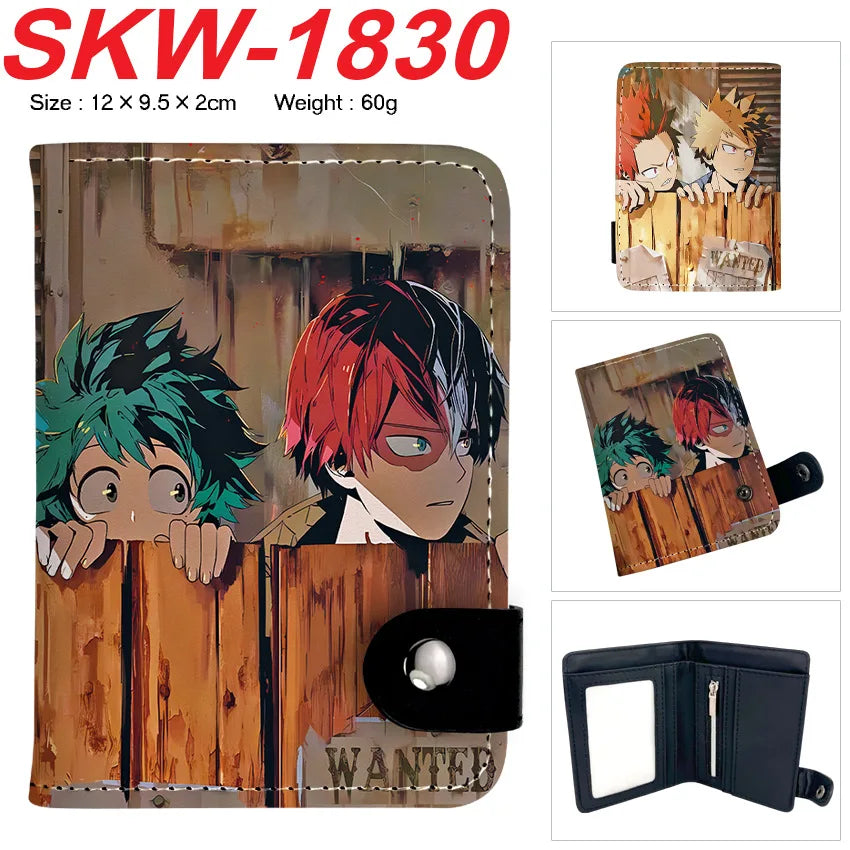 new My Hero Academia Cartoon Anime Short Wallet Vertical style with buttons can hold coins