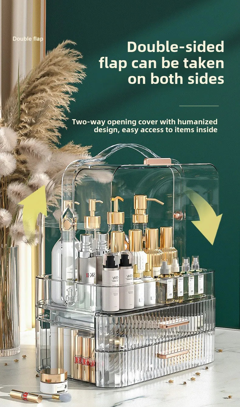 Cosmetics storage box Desktop dust drawer type large-capacity finishing box Multifunctional skin care product storage box