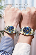 BINBOND 2pcs/Set Couple Watches Fashion Casual Men Ladies for Quartz Watch Lover Waterproof Stainless Steel Watch Valentine Gift