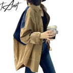 Tannt Women Blouse Denim Patchwork Stitched Ladies Shirt Long Sleeve Loose Leisure Irregular Shirts Fake Two Female Tops 2025