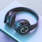 Wireless Over Ear Headphones - Active Noise Canceling, Deep Bass, LED Light, Portable Folding Design for Music, Sports & Games