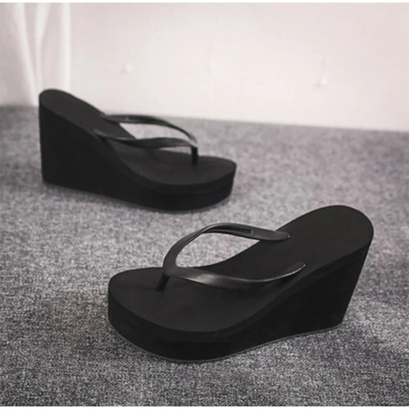 Women's Slippers  Flip Flops Fashion Wedges PU Solid Ladies Elegant Slides Comfort Casual Soft Slip On 2021 Summer Beach Shoes
