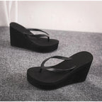 Women's Slippers  Flip Flops Fashion Wedges PU Solid Ladies Elegant Slides Comfort Casual Soft Slip On 2021 Summer Beach Shoes