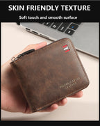 Men's wallet short version 2025 new solid color youth simple three fold wallet multifunctional student zipper coin purse