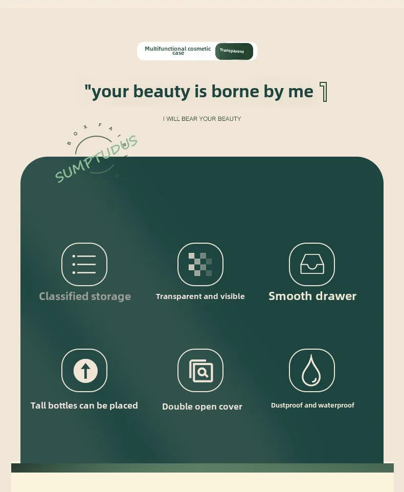 Cosmetics storage box Desktop dust drawer type large-capacity finishing box Multifunctional skin care product storage box