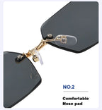 Trendy Rimless Sunglasses for Men Women Fashion Frameless Rectangle Sun Glasses Retro Shades Summer Traveling Eyewear UV400