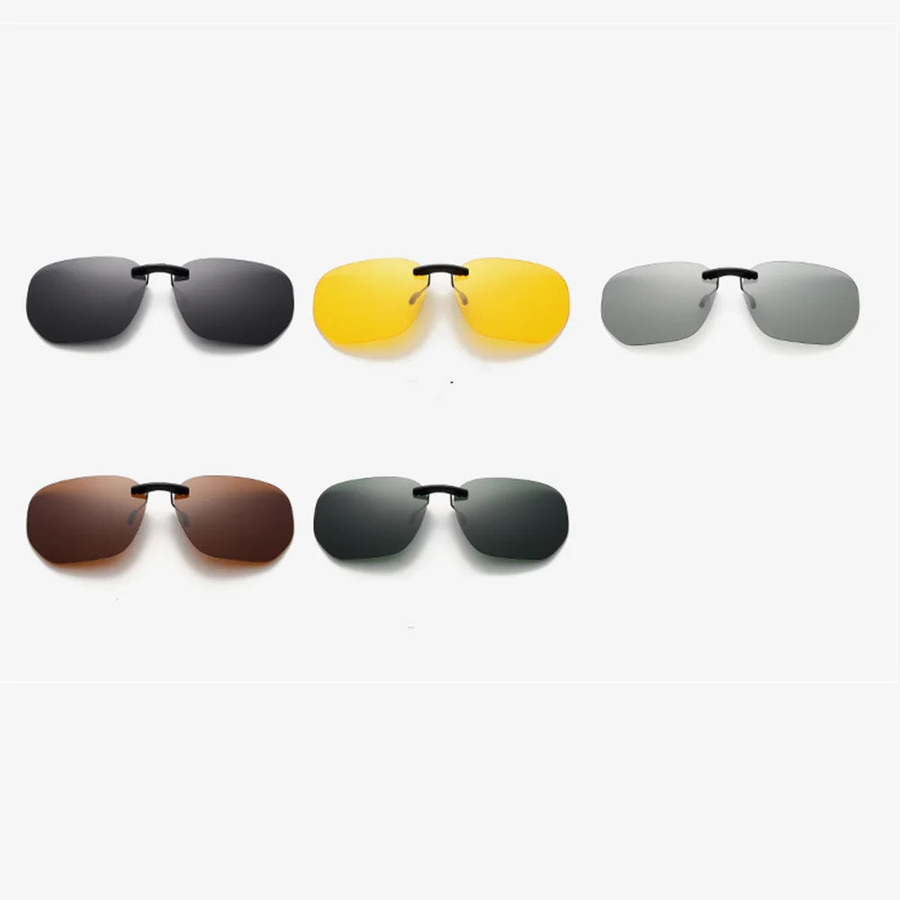 Square Clip On Sunglasses Women Polarized Black Lens UV400 Night Vision Driving Men Goggles Clips Anti Glare Vintage Glasses