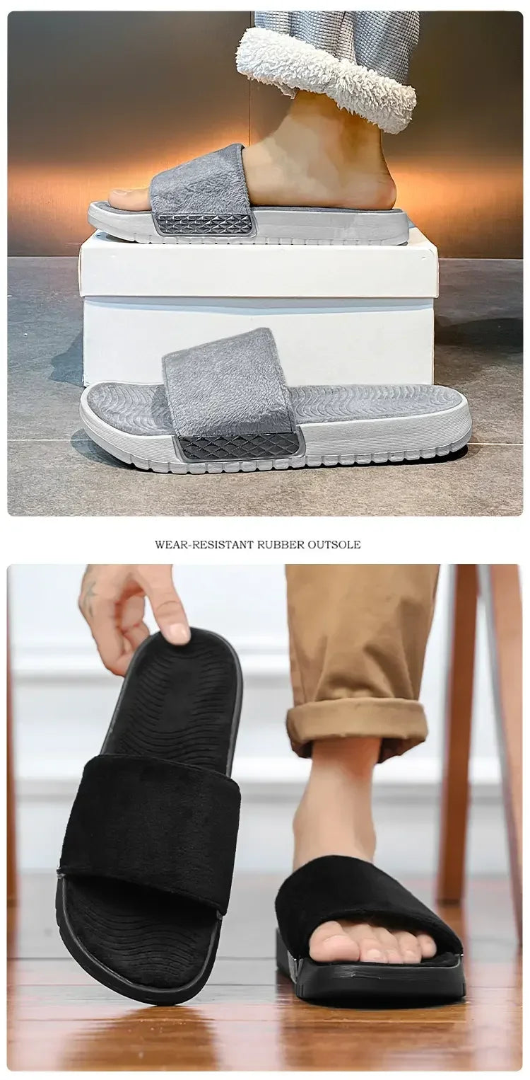 Men's Slippers for Home in Solid Colors Flat Heels Low Cuffs Convenient To Wear Spring and Summer Soft-soled Anti-slip Slippers