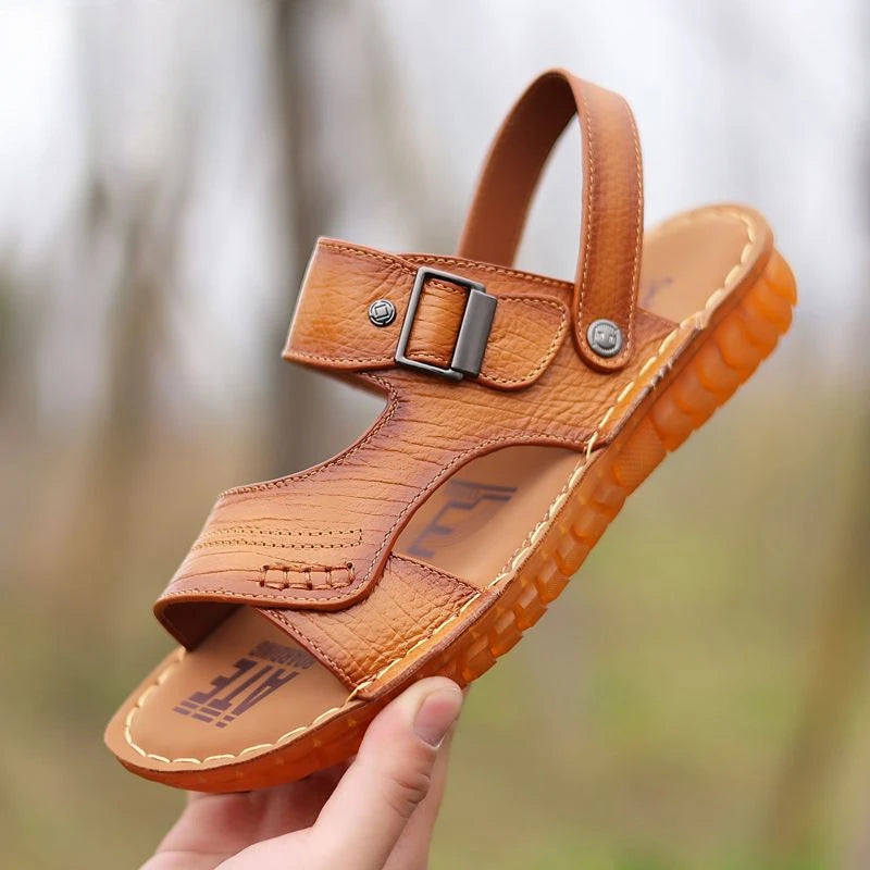 Slippers Shoes for Men Man Sandals Flat Genuine Leather Open Beach Indoor Ankle Wrap Number 41 Pvc V Daily Use New Fashion Eva