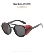 2022 Steampunk Googles Men Retro Punk Round Sunglasses Brand Design Double-bridge Windshield Hiking Driving Shades Eyewear UV400