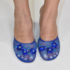 Woman Sandals 2025 Summer Fashion Sexy Hollow Out Strange Style Female Shoes Crystal Flower Decoration High Heel Ladies Slippers