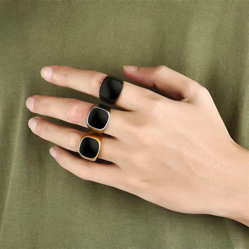 Jiayiqi Men's Ring Punk Rock Frosted 316L Stainless Steel Signet Ring For Men Hip Hop Party Jewelry Male Wedding Ring size 7-13