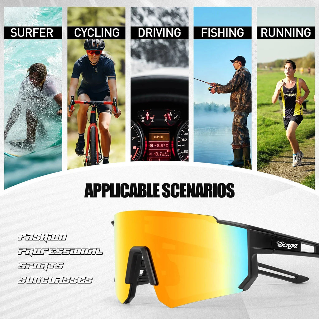 Cycling sunglasses Bike Eyewear Sports Dark Glasses Cycling Glasses Black Polarized Lens Eyepieces Outdoor Bicycle Goggles