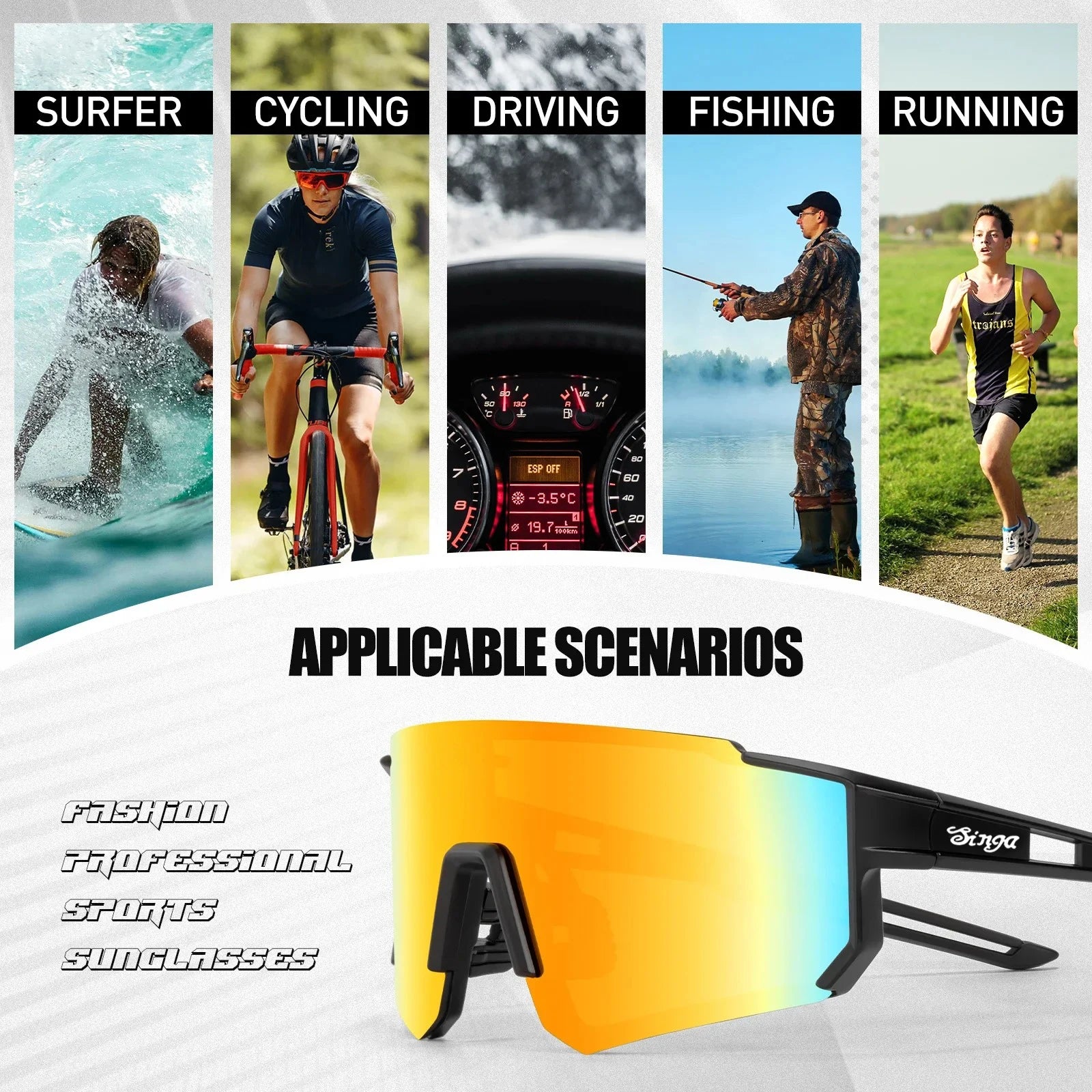 Cycling sunglasses Bike Eyewear Sports Dark Glasses Cycling Glasses Black Polarized Lens Eyepieces Outdoor Bicycle Goggles