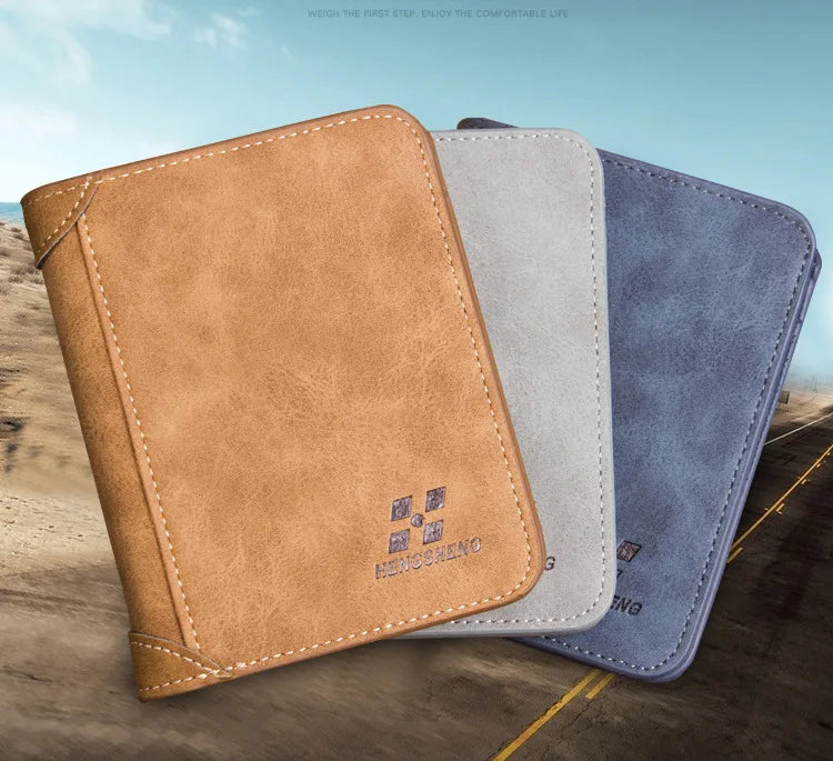 Men's Wallets European and American Retro Wallets Thin Fashion Casual Nubuck Leather Horizontal and Vertical Men's Wallets