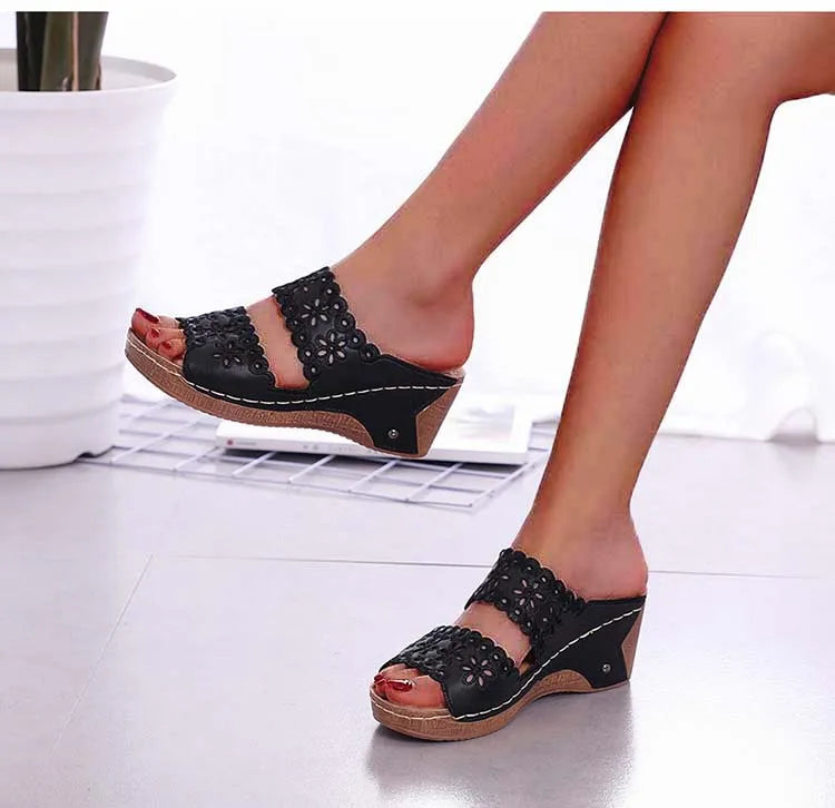 Sandals Shoes Women Summer Platform Shoes Woman Slip On Walking Shoes Wedge Women's Sandals Retro Woman Slippers Female Footwear