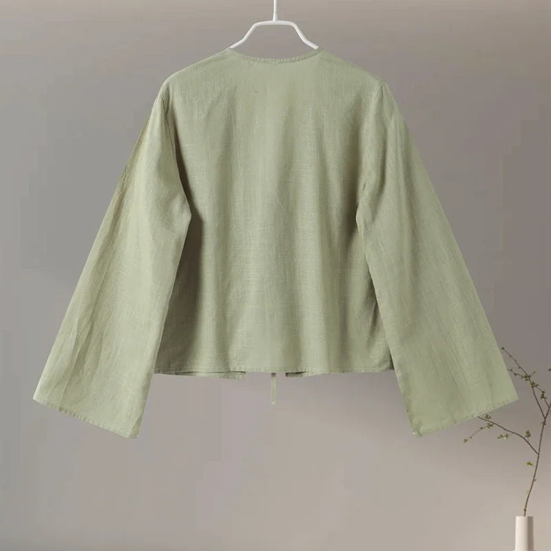 Casual Solid Lace Up Women Blouse Deep V-neck Long Sleeve Loose Female Shirt 2025 Spring Summer New Fashion Sweet Ladies Blouses