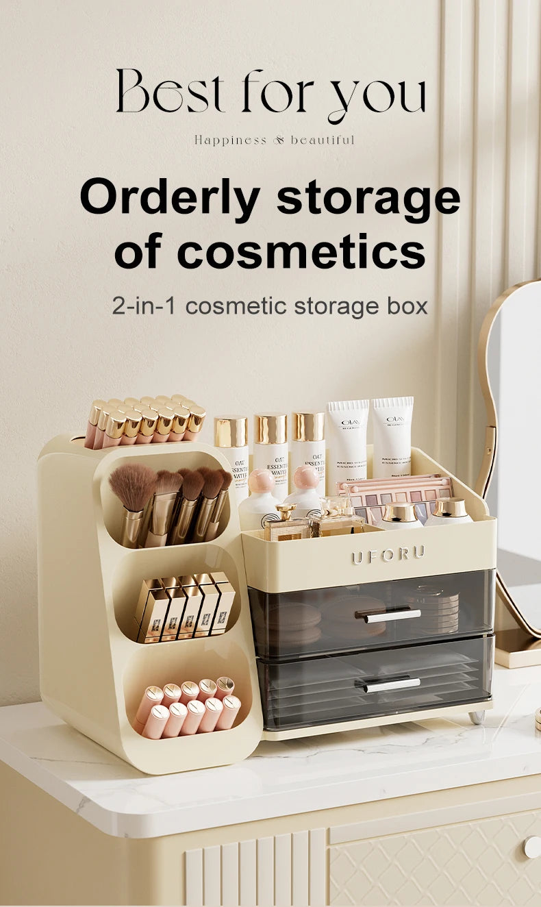 Cosmetics storage box Home dressing table advanced sense large capacity lipstick skin care multifunctional points Shelf