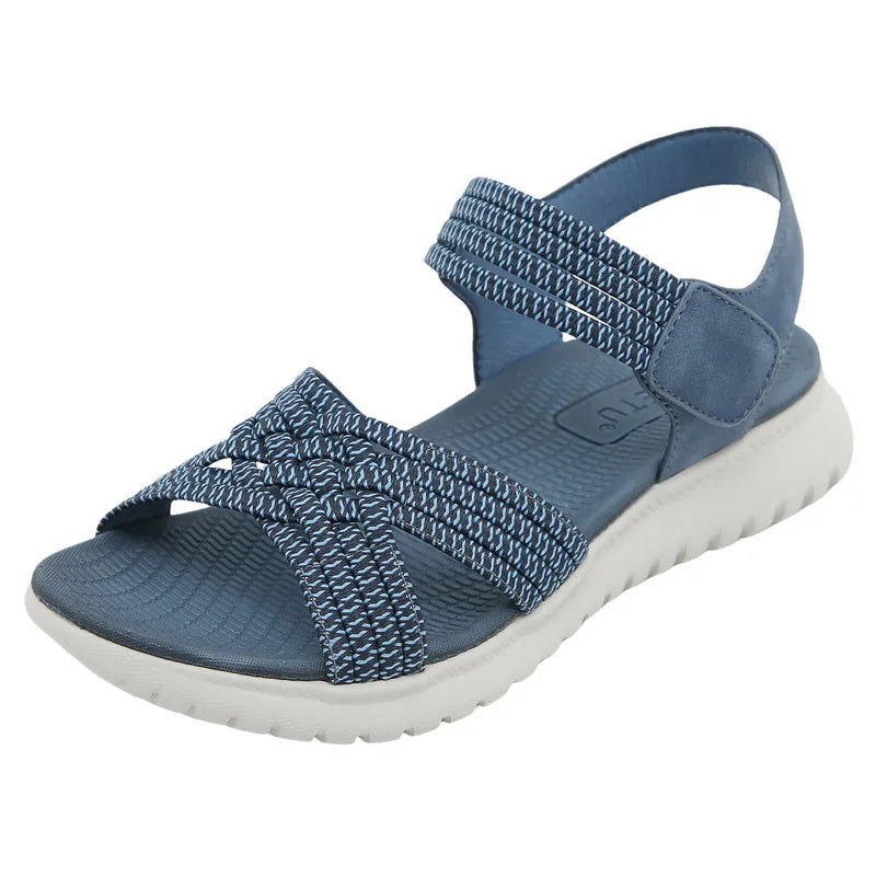 Women's Sandals Summer Casual Non-Slip PU Light Comfort Elastic Soft MD Platform Wedges High Heels Beach Shoes Woman