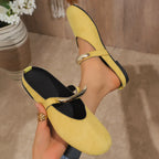 Women Slippers Flats Round Toe Mules Sandals Woman Casual Shoes 2025 Trend Summer Dress Slippers Suede Comfort Slides Women