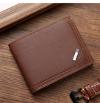 Men's Short Leather Slim Wallets Business Man Money Clip Credit Card Holder Purse Thin Minimalist Bifold Wallet