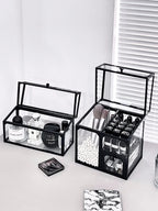 Transparent Cosmetic Storage Box Desktop High-End Dustproof Cover Carents eup Skincare Lipsti Organizer Box