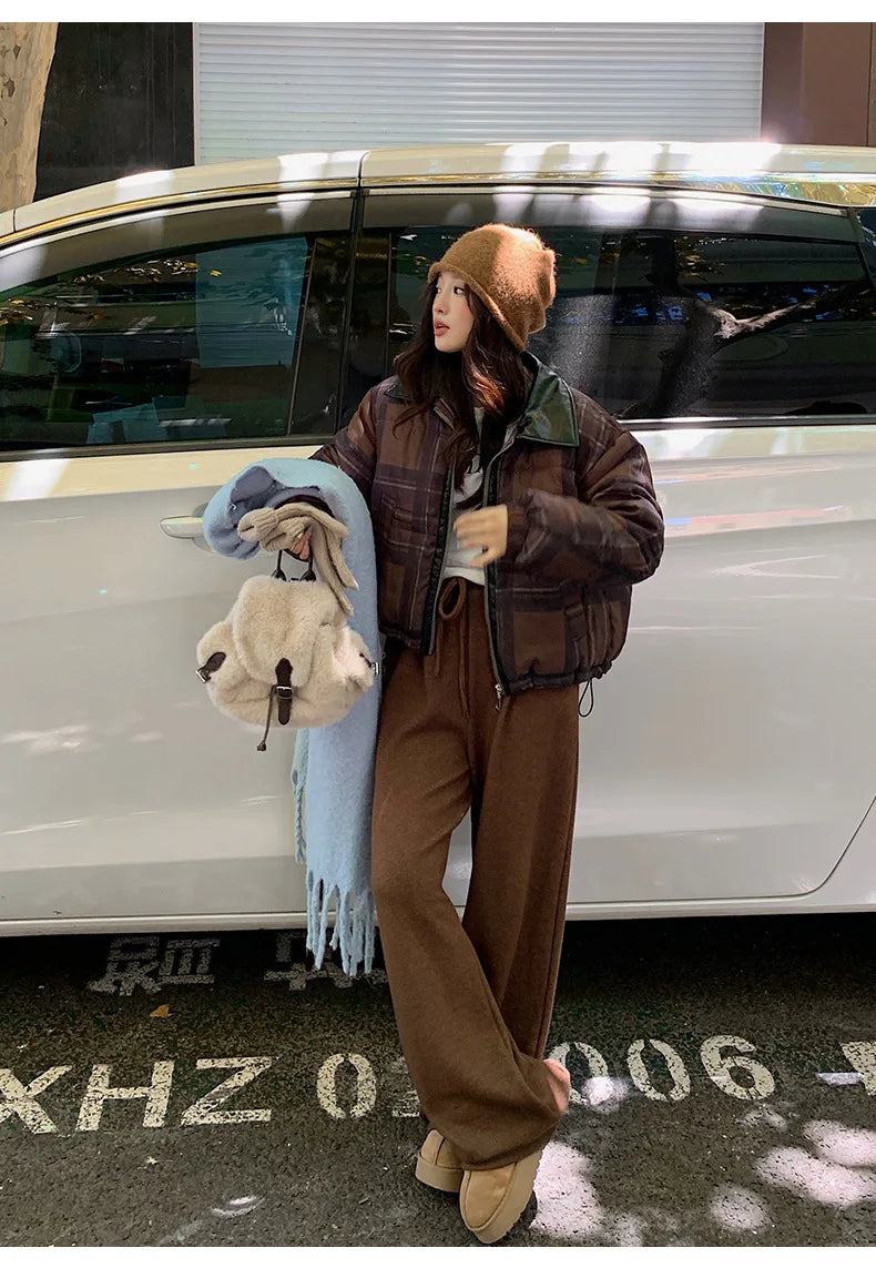 2025 New Korean Winter Women Down Cotton Jacket Parkas Short Cotton Padded Turn Down Collar Ladies Quilted Outerwear