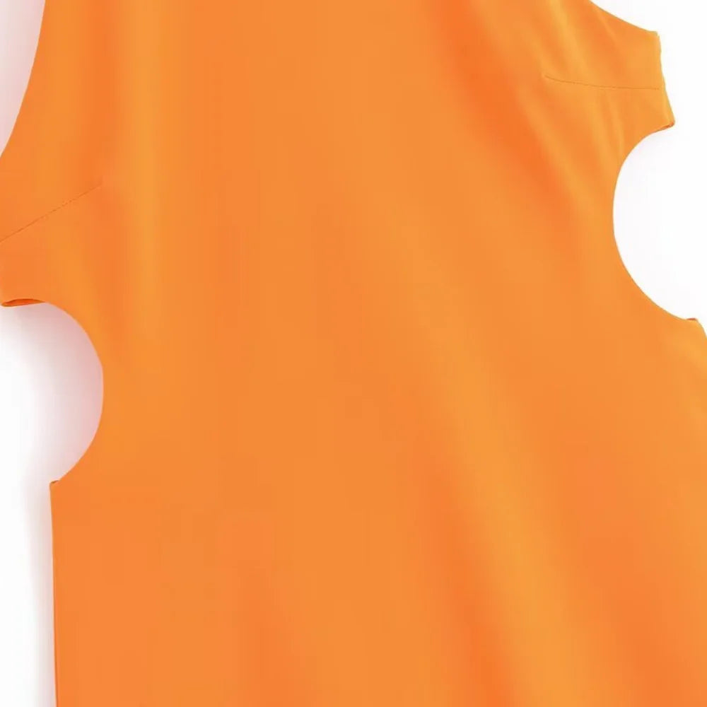 Women's Stitch Fit Short Dress Round Neck Hanging Neck Sleeveless Open Back Button Zipper Opening Spring/Summer New Fash