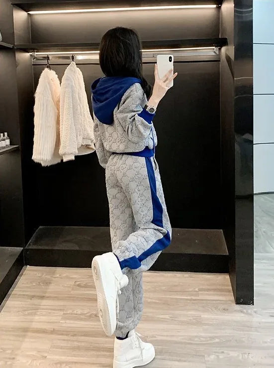 Pant Sets for Women 2 Pieces Tracksuit Spring Autumn Trousers Woman Color Matching Sport Sweatshirt Wholesale Bulk Aesthetic D