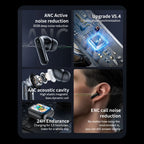New Full Touch Screen Headphones ANC Bluetooth 5.4 Noise Cancelling Earphones HiFi Stereo Wireless In-Ear ENC Earbuds With Mic