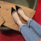 Women's Flat Shoes luxury woman shoes Leather Brand Rivet Flat Shoes Comfortable Casual Outdoor Pointed Toe Shallow Ladies shoes