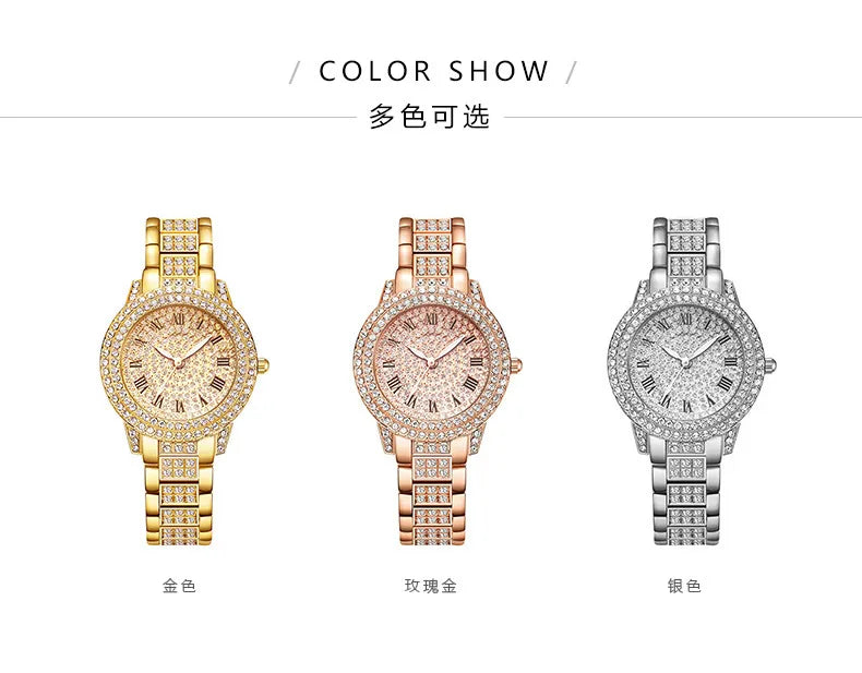 Women's Watches Fashion Original Quartz Wrist Watch for Ladies Roman Dial Dazzling Diamond Waterproof Luminous Luxury New
