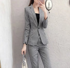 Women's 2 Pant Set Black Baggy Two Pieces Sets Pants for Woman Plaid Outfits Blazer and Trousers Suits Korea Stylish Groups of D