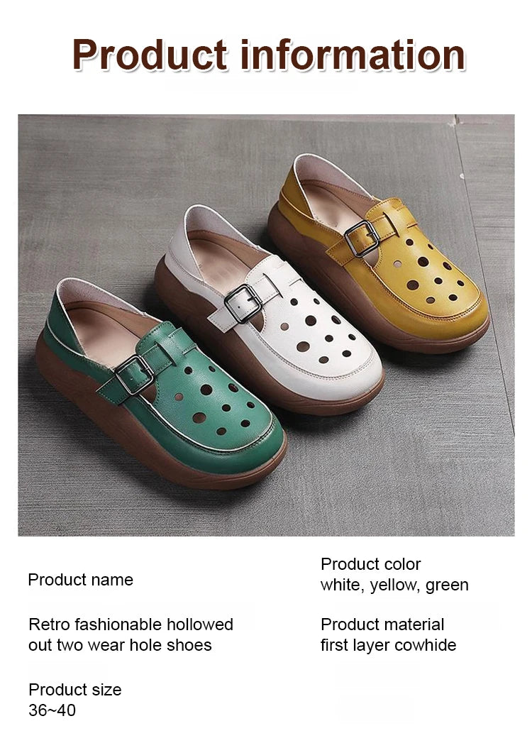 Women's Flats Loafers Platform Casual Slip-On Sandals Retro and Stylish Hollow Low Top Shoes Fashion Non-Slip Beach Sneakers