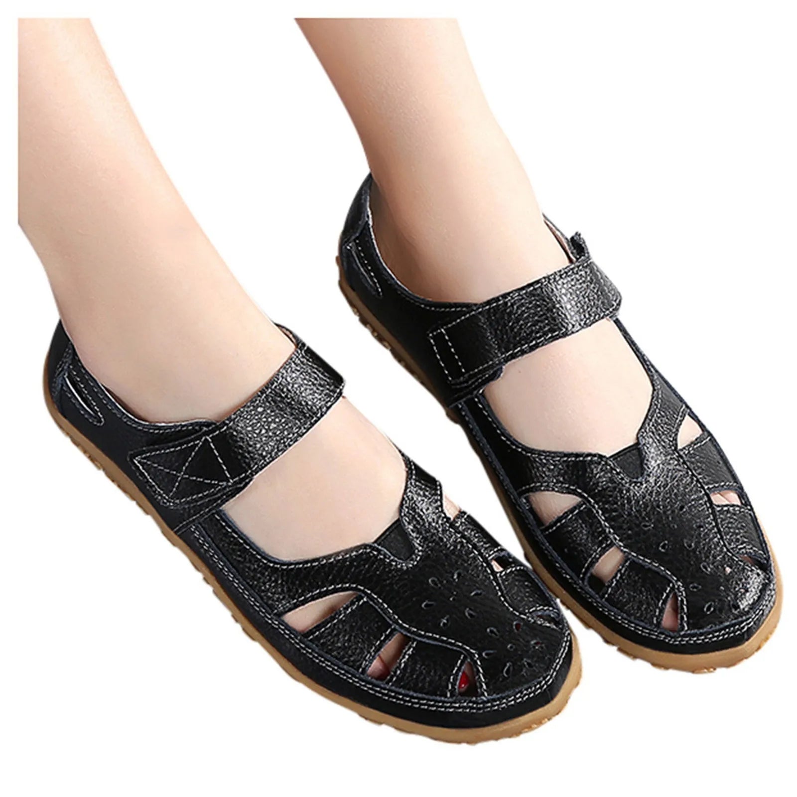 Women Flats Genuine Leather Fashion Soft Shoes Women Hollow Designer Shoes Woman Plus Size Slip On Ballet Flats Oxford Shoes