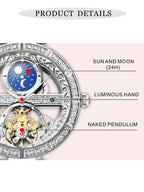 Women Automatic Mechanical Watch Top Brand Luxury Leather Waterproof Watches Ladies Skeleton Tourbillon Clock reloj mujer New