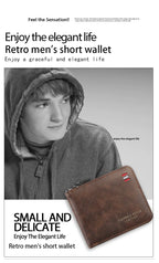 Men's wallet short version 2025 new solid color youth simple three fold wallet multifunctional student zipper coin purse