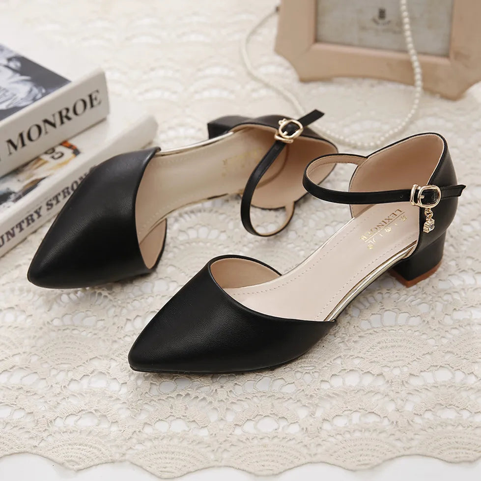 Women Heels Mary Janes High-heeled Sandals Pointed Toe Elegant Woman Shoes Pumps Medium Heel New In Casual Comfortable Designer