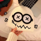 Winter Women Cartoon Hat Cute and Funny Knitted Hat Candy Colored Little Monster Glasses Cute and Warm Hat