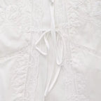 Women's Lace Embroidery Blouses, O Neck, Sleeveless, Front Tied, Female Shirts, Chic Tops, Fashion