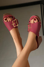 Women Slippers 2025 Summer New Fashion Elegant Soft Platform Shoes Ladies Chunky Heels Buckle Designer Slippers