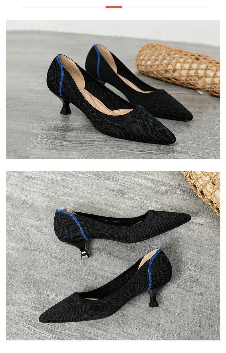 Women's high heels shoes  2025 new spring  / autumn / fashion beautiful breathable sweat absorbing comfortable shallow mouth p