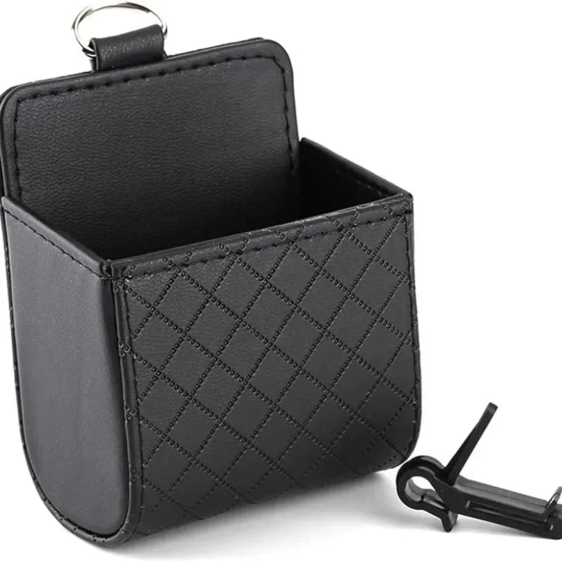 Car Mobile Phone PU Leather Bag Car Phone Holder Air Vent Mount Hanging Storage Box Glasses Organizer Support in Car Accessories