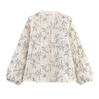 2025 WOMAN Women Fashion European and American Style Autumn New Embroidered Loose Shirt Chic V-neck Top Blouses Mujer