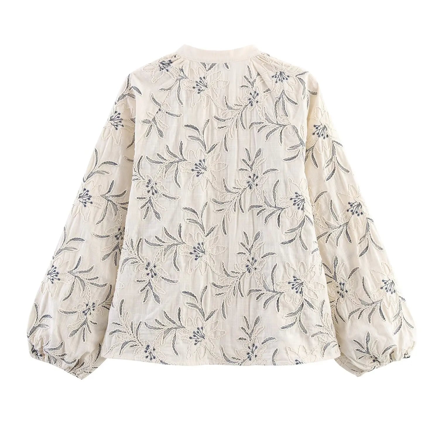 2025 WOMAN Women Fashion European and American Style Autumn New Embroidered Loose Shirt Chic V-neck Top Blouses Mujer